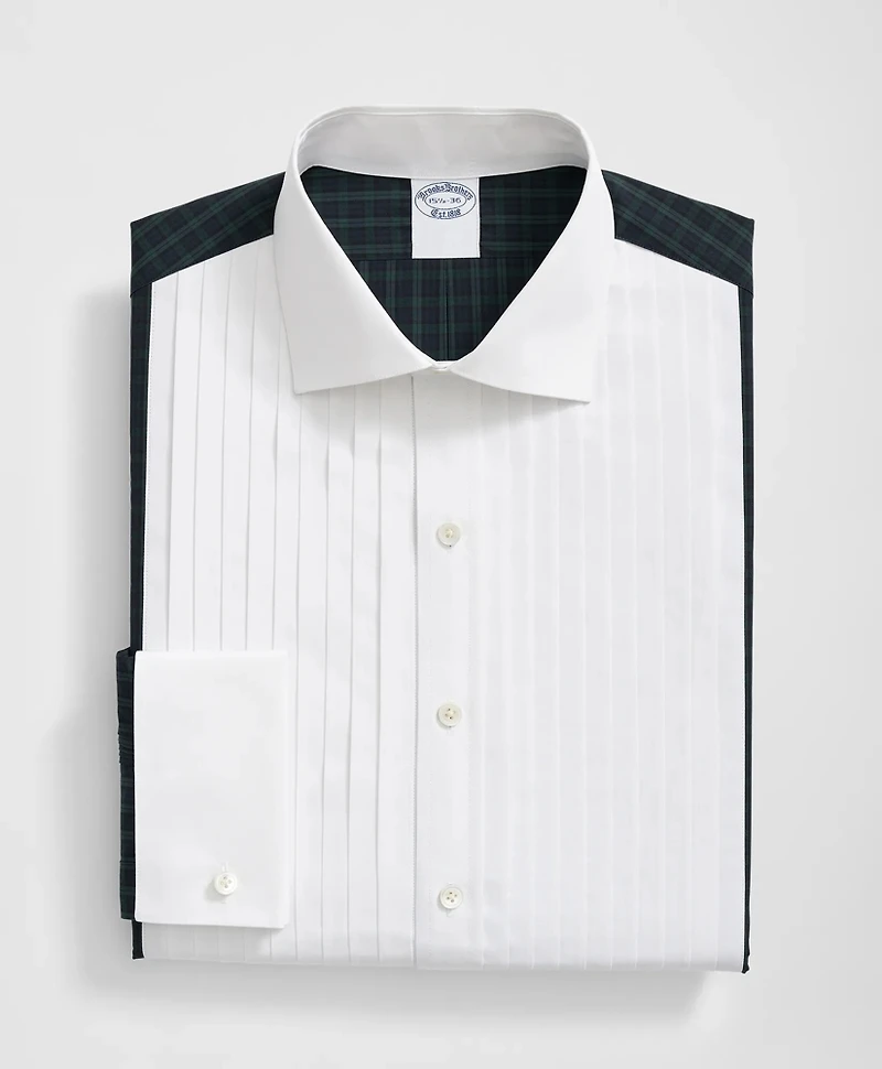 Supima<sup>®</sup> Cotton Broadcloth English Collar, 10-Pleat Contrast Tuxedo Shirt