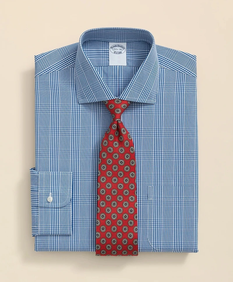 Pure Supima<sup>®</sup> Cotton Regular-Finish, English Spread Collar Glen Plaid Dress Shirt