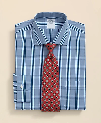 Pure Supima<sup>®</sup> Cotton Regular-Finish, English Spread Collar Glen Plaid Dress Shirt