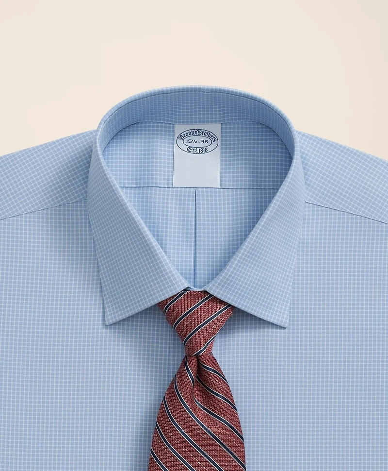 Stretch Supima<sup>®</sup> Cotton Non-Iron Pinpoint Oxford Ainsley Collar, Micro Grid Dress Shirt