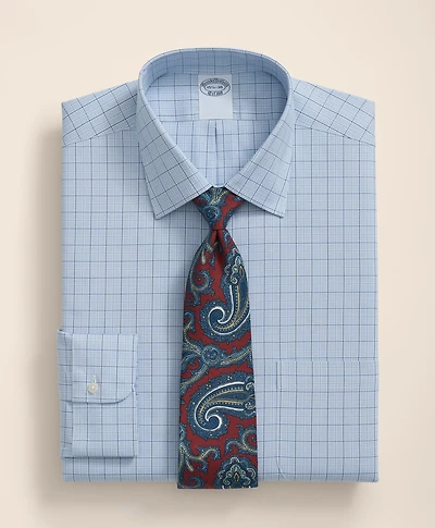 Stretch Supima<sup>®</sup> Cotton Non-Iron Pinpoint Oxford Ainsley Collar, Ground Check Dress Shirt