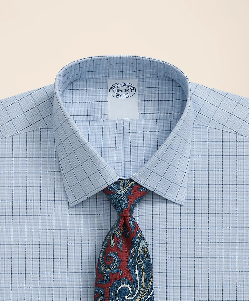 Stretch Supima<sup>®</sup> Cotton Non-Iron Pinpoint Oxford Ainsley Collar, Ground Check Dress Shirt