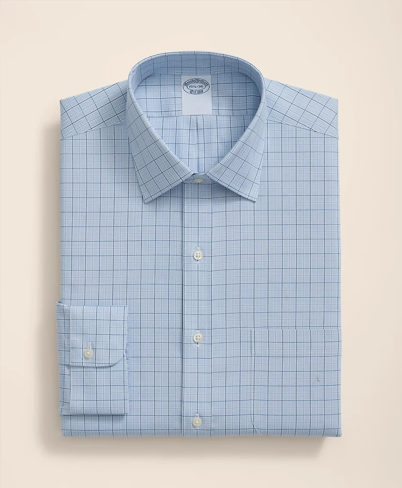 Stretch Supima<sup>®</sup> Cotton Non-Iron Pinpoint Oxford Ainsley Collar, Ground Check Dress Shirt