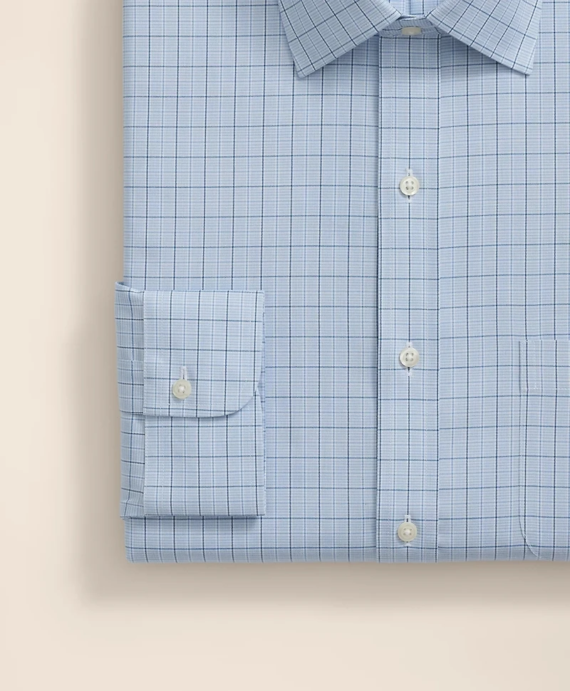 Stretch Supima<sup>®</sup> Cotton Non-Iron Pinpoint Oxford Ainsley Collar, Ground Check Dress Shirt