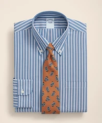 Stretch Supima<sup>®</sup> Cotton Non-Iron Pinpoint Oxford Polo Button Down Collar, Track Stripe Dress Shirt