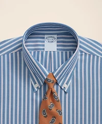 Stretch Supima<sup>®</sup> Cotton Non-Iron Pinpoint Oxford Polo Button Down Collar, Track Stripe Dress Shirt
