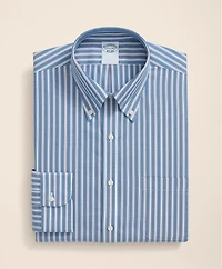 Stretch Supima<sup>®</sup> Cotton Non-Iron Pinpoint Oxford Polo Button Down Collar, Track Stripe Dress Shirt