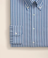 Stretch Supima<sup>®</sup> Cotton Non-Iron Pinpoint Oxford Polo Button Down Collar, Track Stripe Dress Shirt