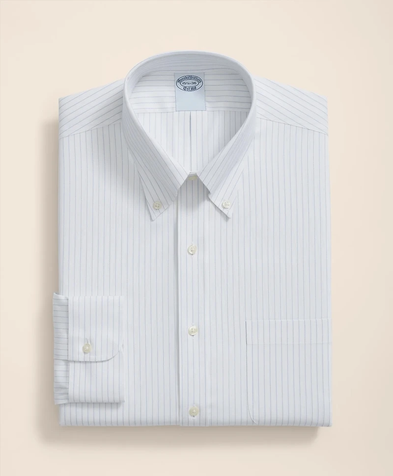 Stretch Supima<sup>®</sup> Cotton Non-Iron Pinpoint Oxford Polo Button Down Collar, Pinstripe Dress Shirt