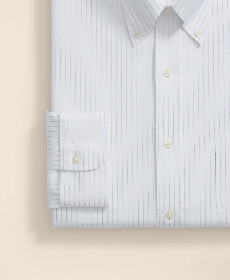 Stretch Supima<sup>®</sup> Cotton Non-Iron Pinpoint Oxford Polo Button Down Collar, Pinstripe Dress Shirt