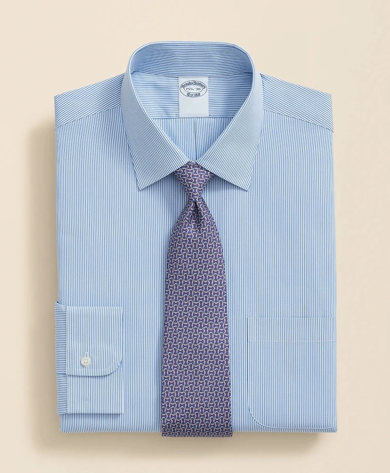 Pure Supima<sup>®</sup> Cotton Regular-Finish Ainsley Collar, Mini Stripe Dress Shirt