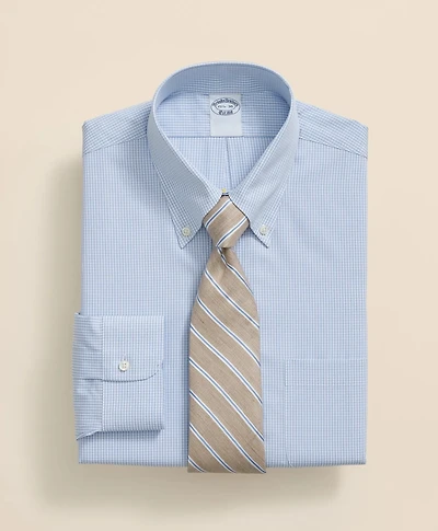 Pure Supima<sup>®</sup> Cotton Regular-Finish Polo Button Down Collar, Micro Windowpane Dress Shirt