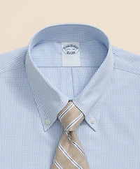 Pure Supima<sup>®</sup> Cotton Regular-Finish Polo Button Down Collar, Micro Windowpane Dress Shirt