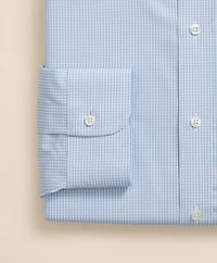 Pure Supima<sup>®</sup> Cotton Regular-Finish Polo Button Down Collar, Micro Windowpane Dress Shirt