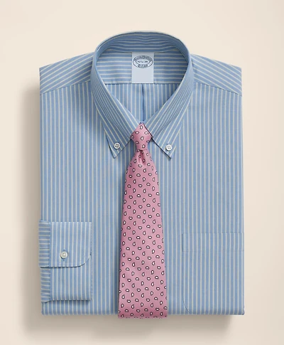 Stretch Supima<sup>®</sup> Cotton Non-Iron Broadcloth Polo Button-Down Collar, Striped Dress Shirt