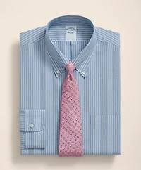 Stretch Supima<sup>®</sup> Cotton Non-Iron Broadcloth Polo Button-Down Collar, Striped Dress Shirt