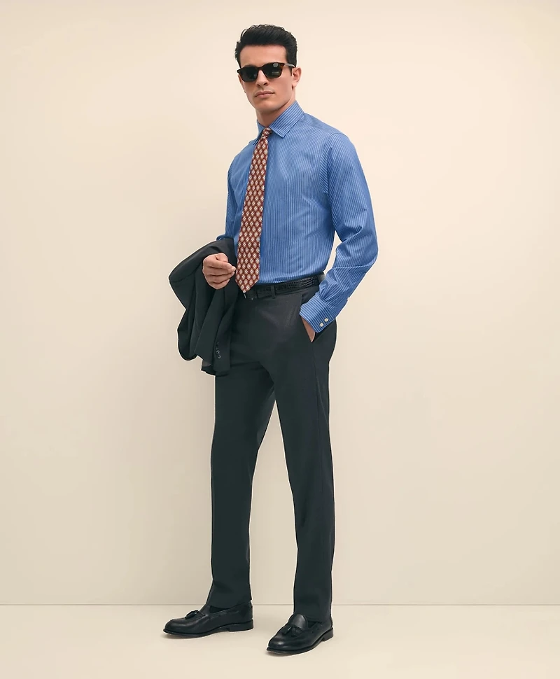 Brooks Brothers x Thomas Mason<sup>®</sup> Cotton Poplin Ainsley Collar, Striped Dress Shirt