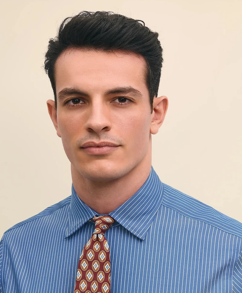 Brooks Brothers x Thomas Mason<sup>®</sup> Cotton Poplin Ainsley Collar, Striped Dress Shirt