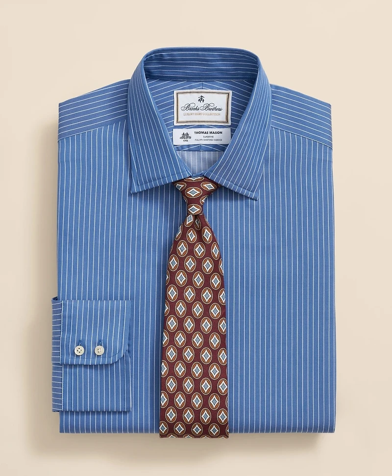 Brooks Brothers x Thomas Mason<sup>®</sup> Cotton Poplin Ainsley Collar, Striped Dress Shirt