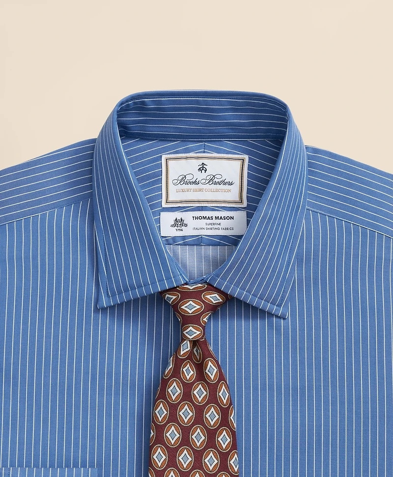 Brooks Brothers x Thomas Mason<sup>®</sup> Cotton Poplin Ainsley Collar, Striped Dress Shirt