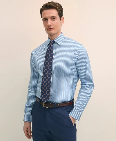 Egyptian Cotton Broadcloth Ainsley Collar, Ground Stripe Dress Shirt