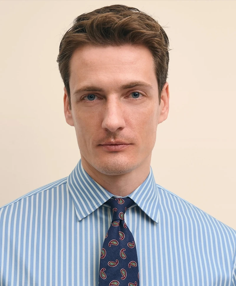 Egyptian Cotton Broadcloth Ainsley Collar, Ground Stripe Dress Shirt