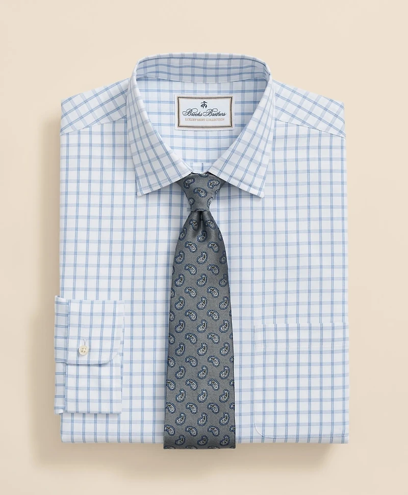 Egyptian Cotton Broadcloth Ainsley Collar, Windowpane Dress Shirt