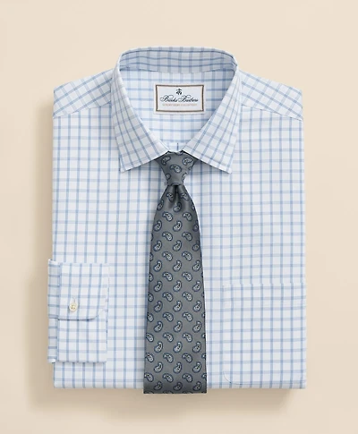 Egyptian Cotton Broadcloth Ainsley Collar, Windowpane Dress Shirt
