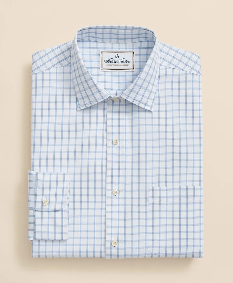 Egyptian Cotton Broadcloth Ainsley Collar, Windowpane Dress Shirt