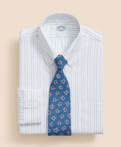 Stretch Supima<sup>®</sup> Cotton Non-Iron Pinpoint Oxford Polo Button Down Collar, Shadow Stripe Dress Shirt
