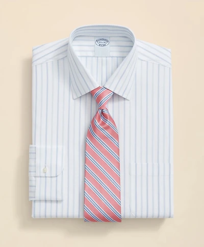 Stretch Supima<sup>®</sup> Cotton Non-Iron Royal Oxford Ainsley Collar, Alternating Stripe Dress Shirt