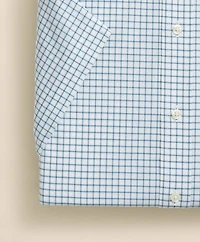 Stretch Supima<sup>®</sup> Cotton Non-Iron Broadcloth Ainsley Collar, Windowpane Short-Sleeve Dress Shirt