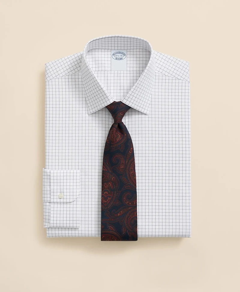 Stretch Supima<sup>®</sup> Cotton Non-Iron Pinpoint Oxford Ainsley Collar, Windowpane Dress Shirt