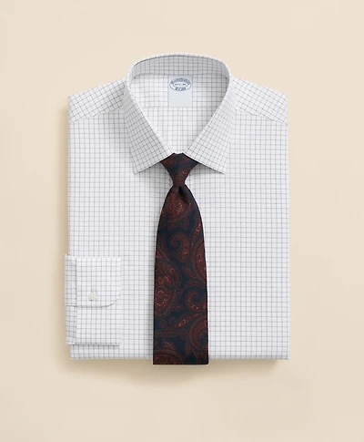 Stretch Supima<sup>®</sup> Cotton Non-Iron Pinpoint Oxford Ainsley Collar, Windowpane Dress Shirt