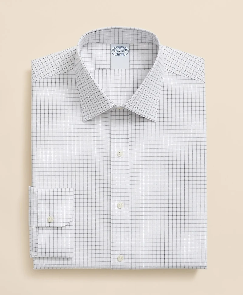Stretch Supima<sup>®</sup> Cotton Non-Iron Pinpoint Oxford Ainsley Collar, Windowpane Dress Shirt