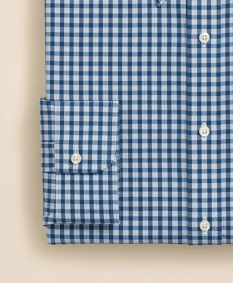 Stretch Supima<sup>®</sup> Cotton Non-Iron Pinpoint Oxford Polo Button Down Collar, Check Dress Shirt