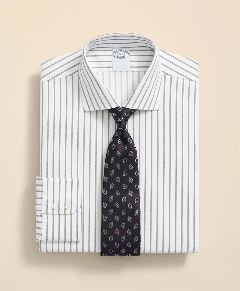 Stretch Supima<sup>®</sup> Cotton Non-Iron Twill English Spread Collar, Bold Stripe Dress Shirt
