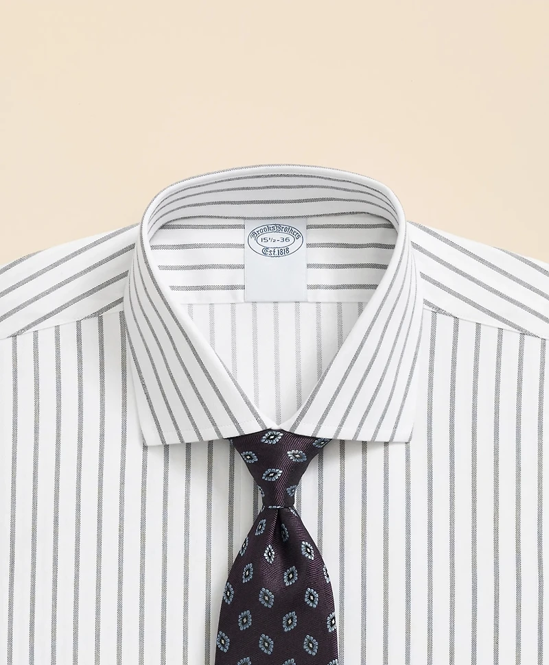 Stretch Supima<sup>®</sup> Cotton Non-Iron Twill English Spread Collar, Bold Stripe Dress Shirt