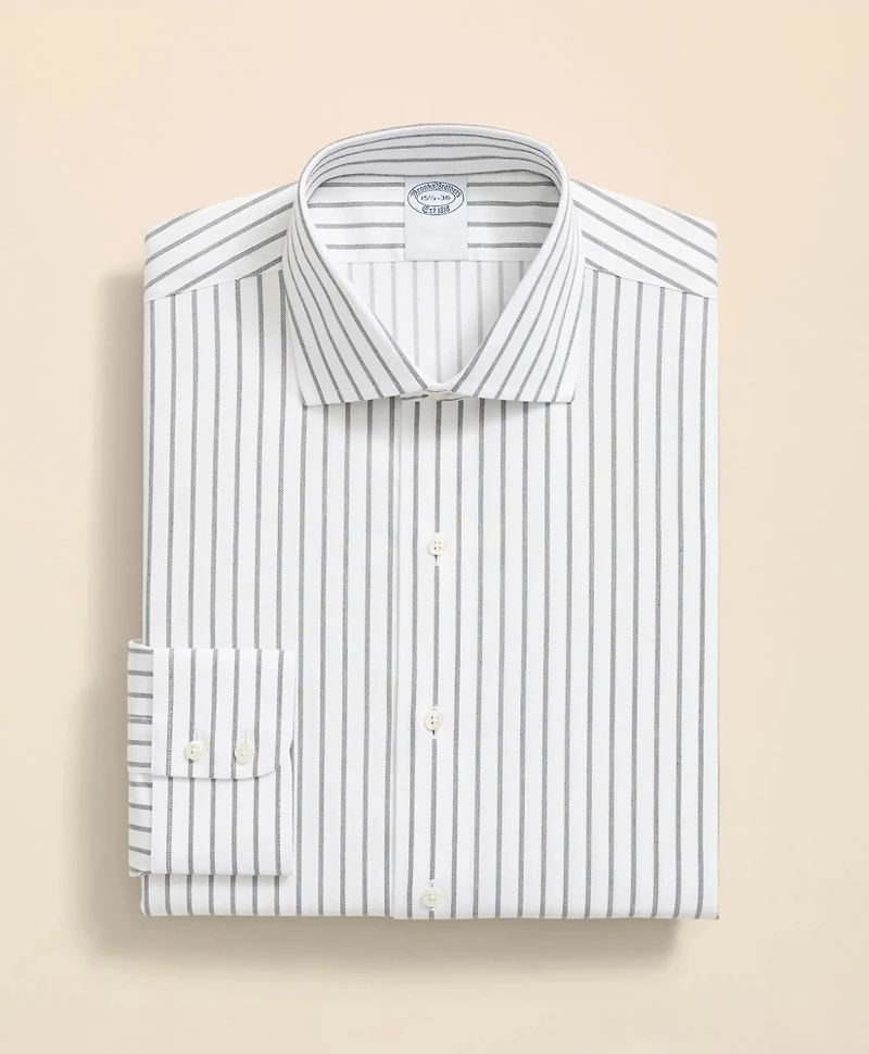 Stretch Supima<sup>®</sup> Cotton Non-Iron Twill English Spread Collar, Bold Stripe Dress Shirt