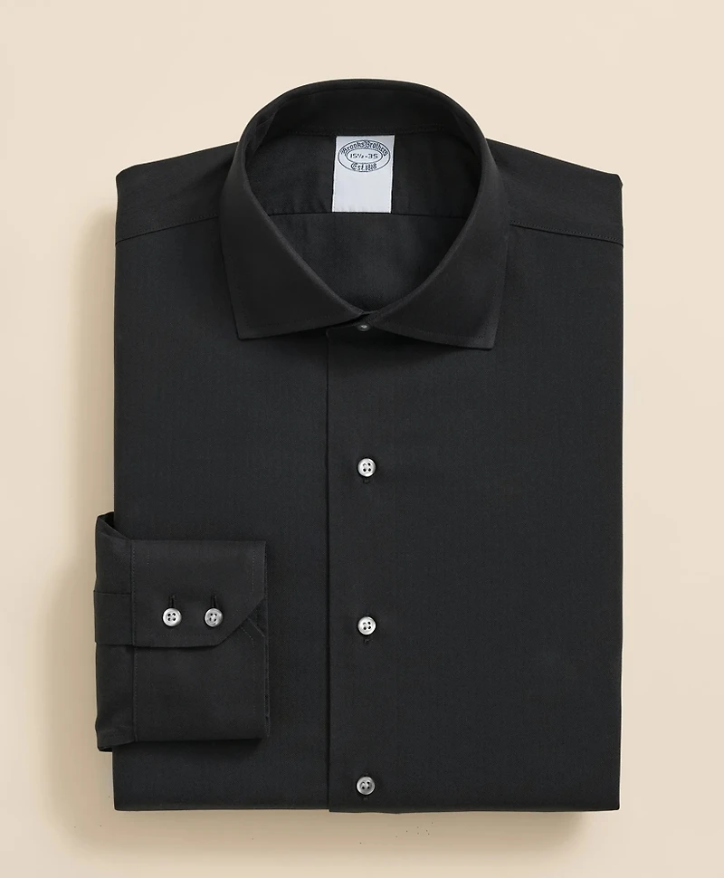 Stretch Supima<sup>®</sup> Cotton Non-Iron English Spread Collar, Herringbone Dress Shirt