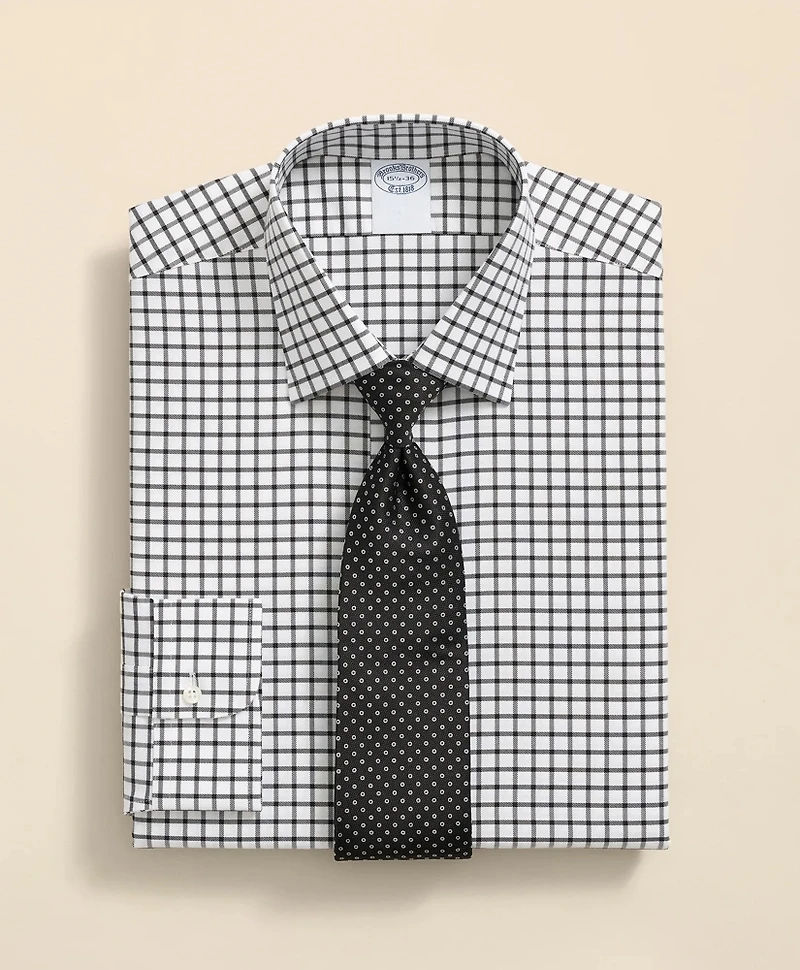 Stretch Supima<sup>®</sup> Cotton Non-Iron Twill Ainsley Collar, Windowpane Dress Shirt