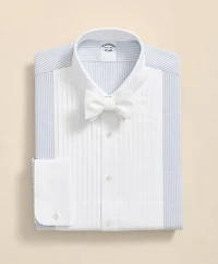 Cotton Oxford Polo Button-Down Collar, 10-Pleat Contrast-Stripe Tuxedo Shirt