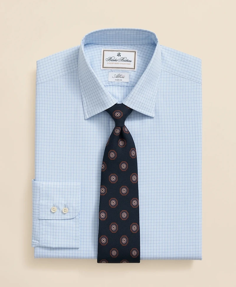 Brooks Brothers X Thomas Mason<sup>®</sup> Cotton English Collar, Windowpane Dress Shirt
