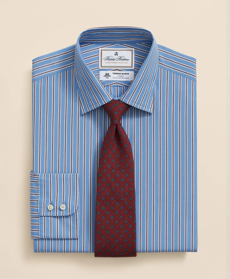 Brooks Brothers X Thomas Mason<sup>®</sup> Cotton English Collar, Stripe Dress Shirt