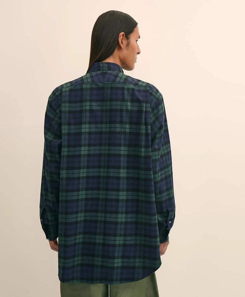 Brooks Brothers X Engineered Garments Cotton Flannel Wing Collar Oversized, Tartan Dress Shirt