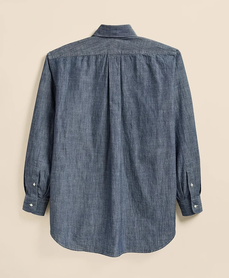 Brooks Brothers X Engineered Garments Cotton Chambray Round Pinhole Collar Oversized Dress Shirt