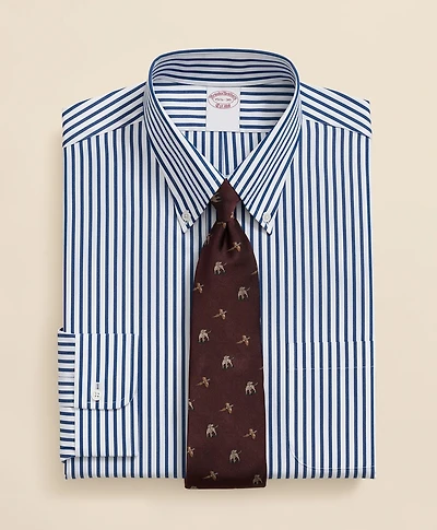 Pure Supima<sup>®</sup> Cotton Regular-Finish Polo Button Down Collar, Bengal Stripe Dress Shirt