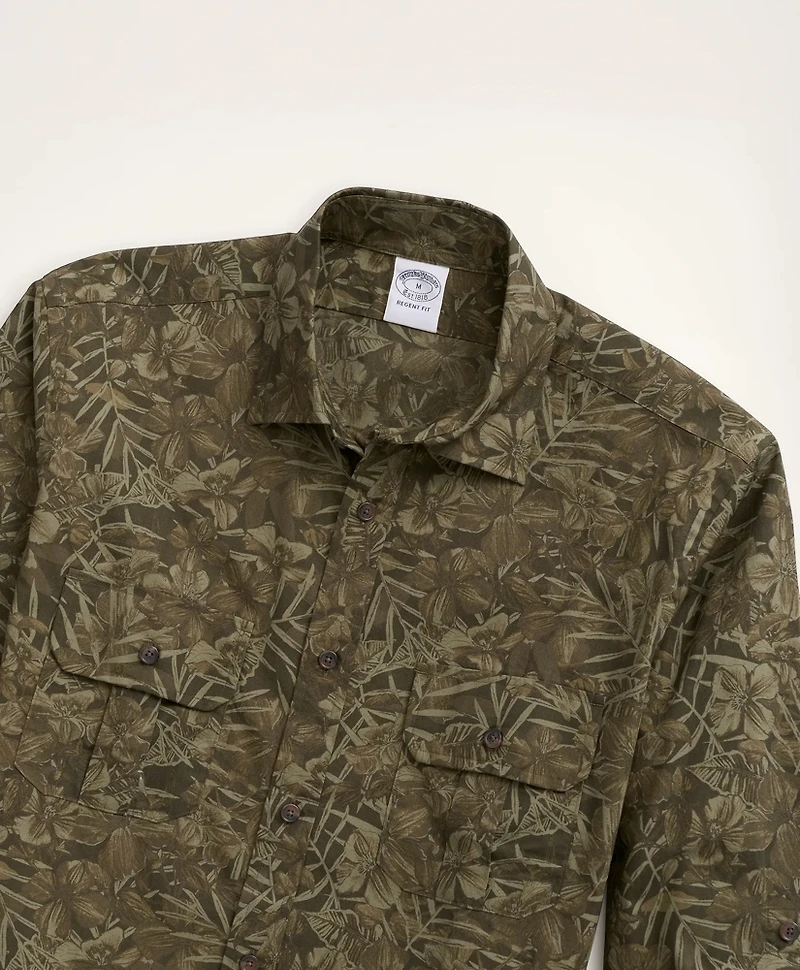 Regent Regular-Fit Sport Shirt, Floral Camouflage Print
