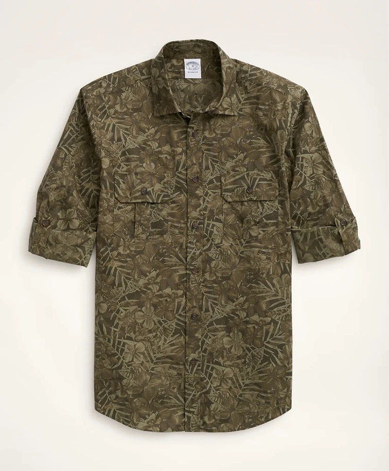 Regent Regular-Fit Sport Shirt, Floral Camouflage Print
