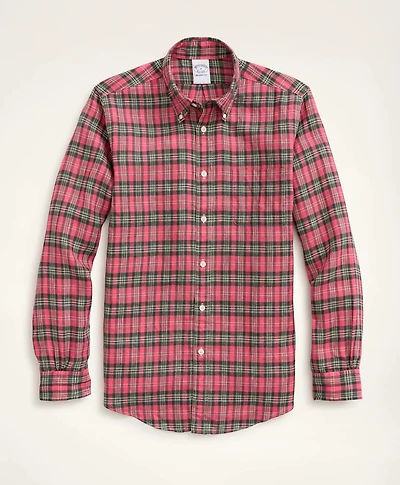 Regent Regular-Fit Irish Linen Faded Tartan Shirt